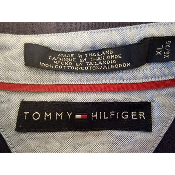 Vtg Tommy Hilfiger Polo Rugby Shirt Mens XL Embroidered Flag Y2k Preppy - Picture 6 of 16
